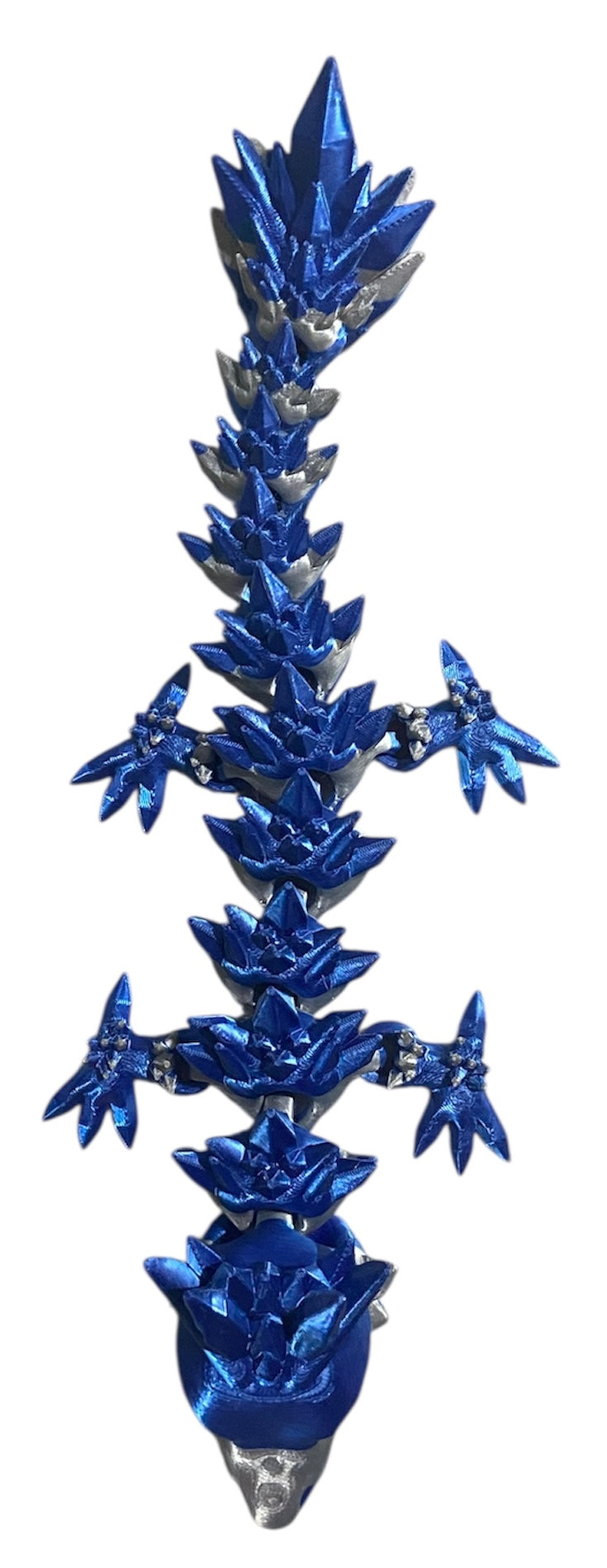 Articulated Baby Crystal Dragon - 11" - Blue / Silver Silk