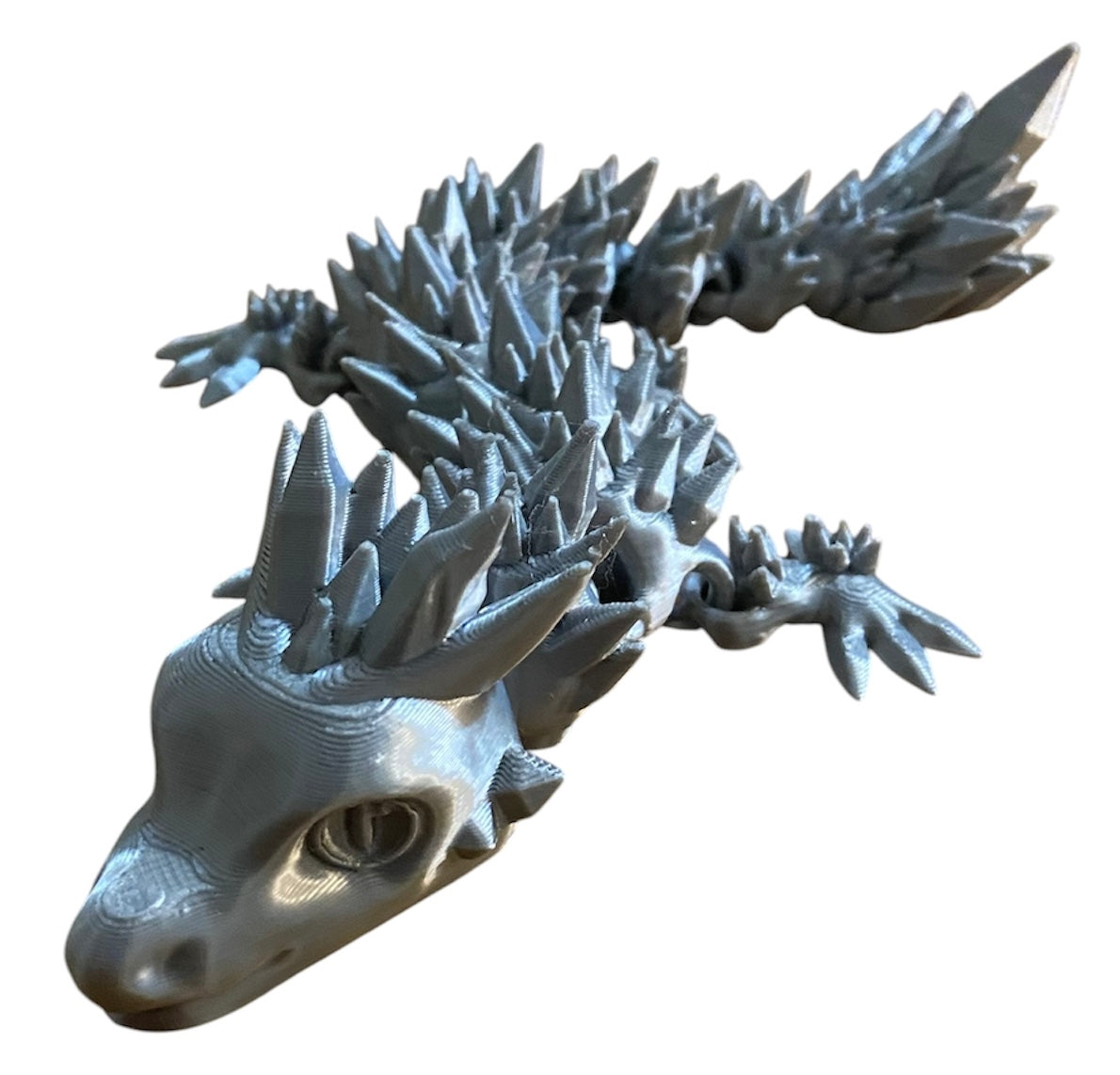 Articulated Baby Crystal Dragon - 8" - Silver Silk