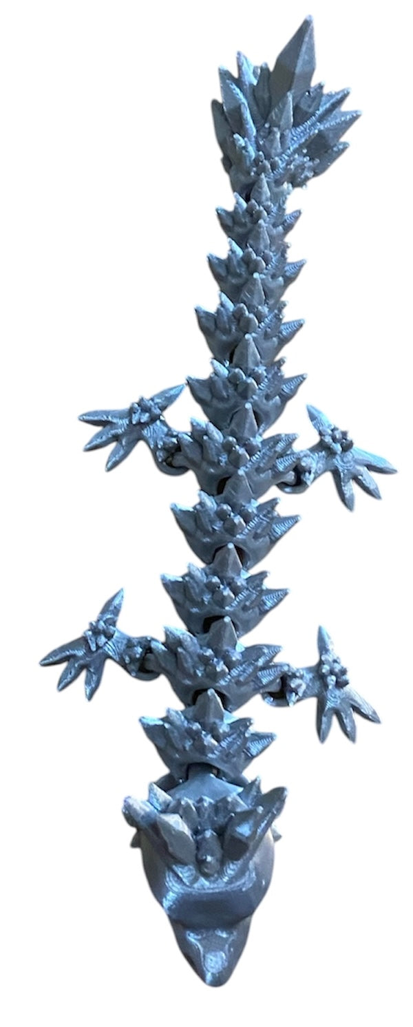 Articulated Baby Crystal Dragon - 8" - Silver Silk