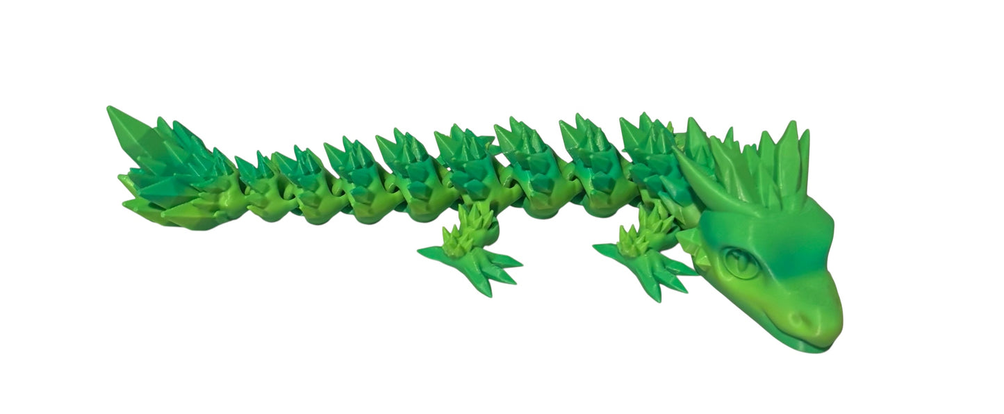 Articulated Baby Crystal Dragon - 8" - Mint Lime