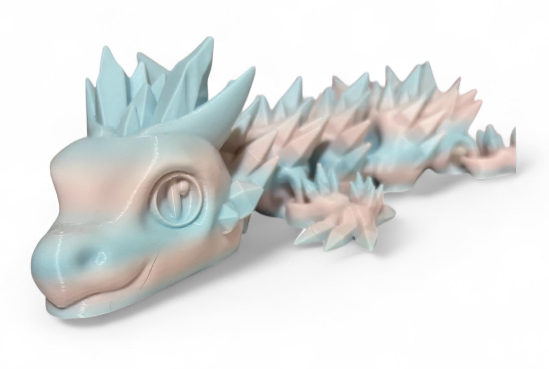 Articulated Baby Crystal Dragon - 8" - Blueberry Bubblegum