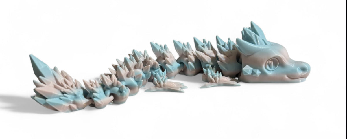 Articulated Baby Crystal Dragon - 8" - Blueberry Bubblegum