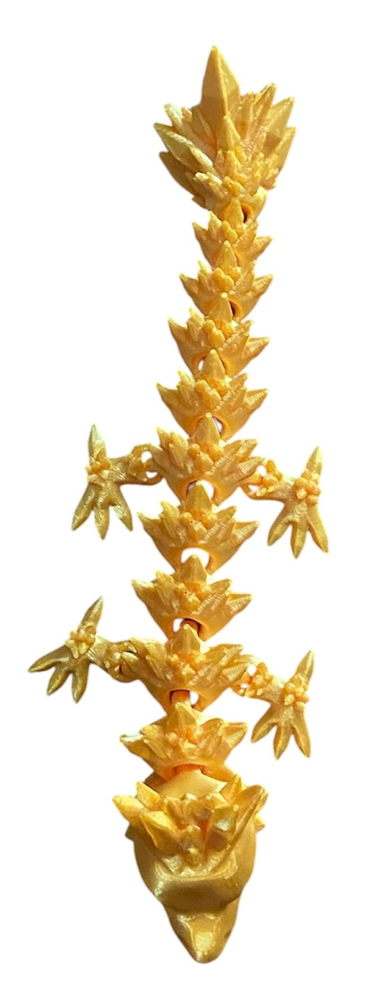 Articulated Baby Crystal Dragon - 8" - Gold Silk