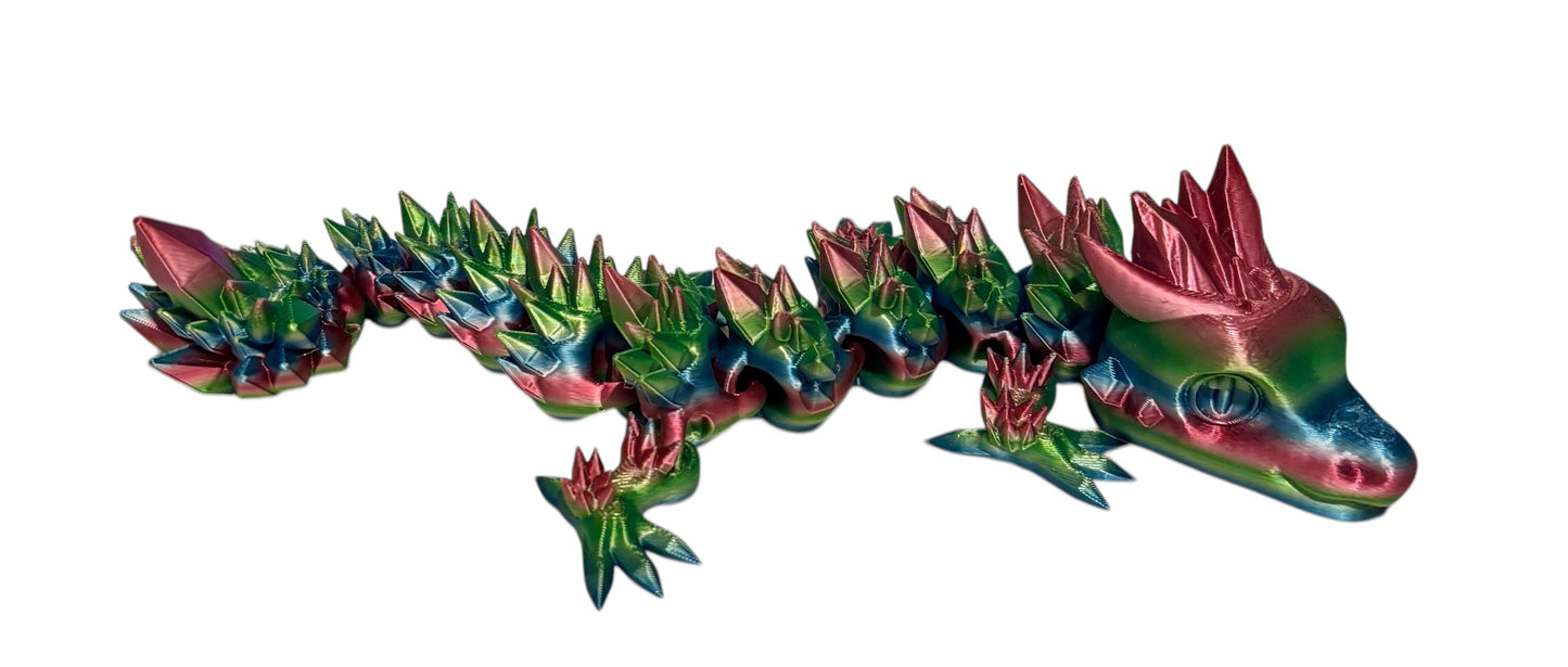 Articulated Baby Crystal Dragon - 8" - Rainbow 06