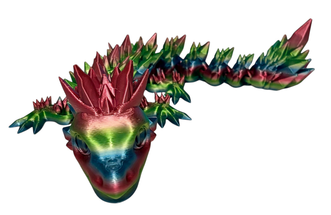 Articulated Baby Crystal Dragon - 8" - Rainbow 06