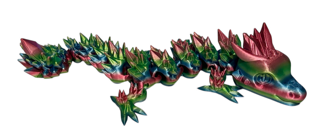 Articulated Baby Crystal Dragon - 8" - Rainbow 06