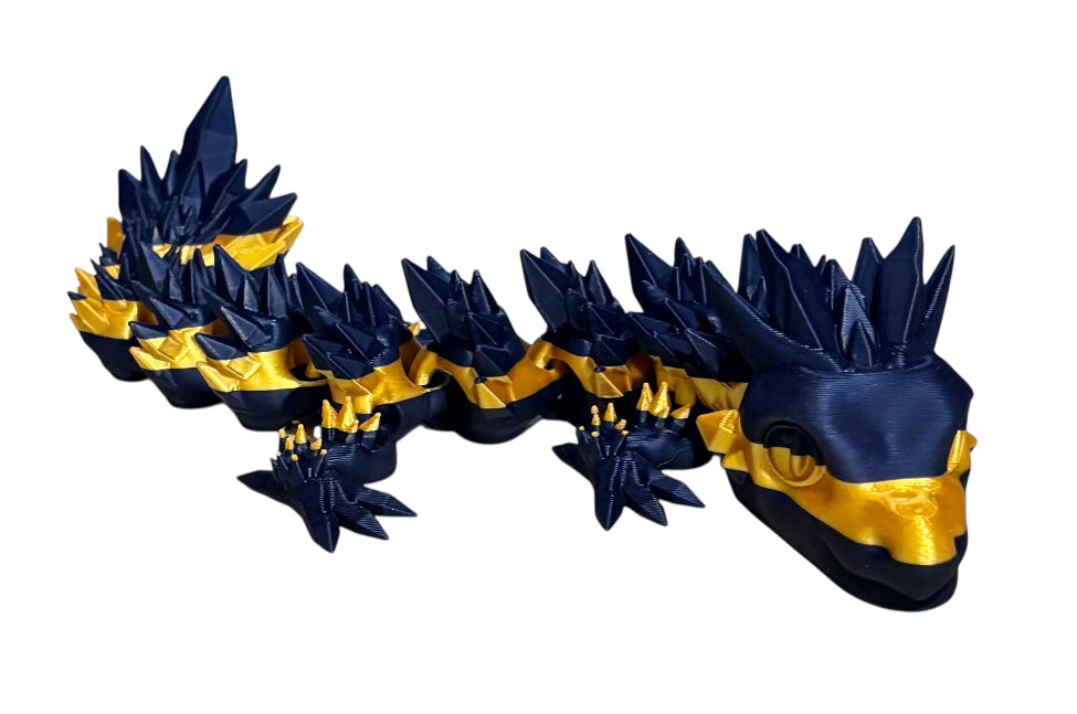 Articulated Baby Crystal Dragon - 11" - Gold / Navy