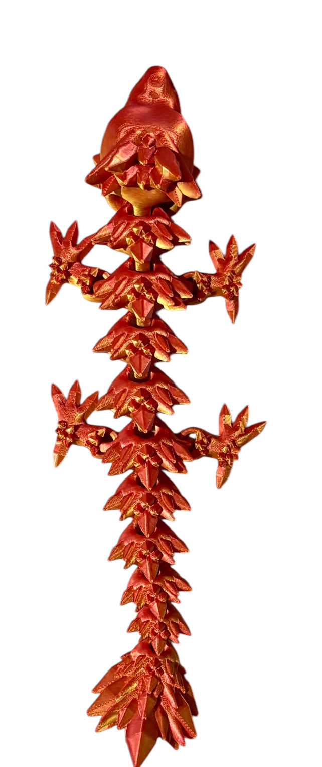 Articulated Baby Crystal Dragon - 8" - Red / Gold