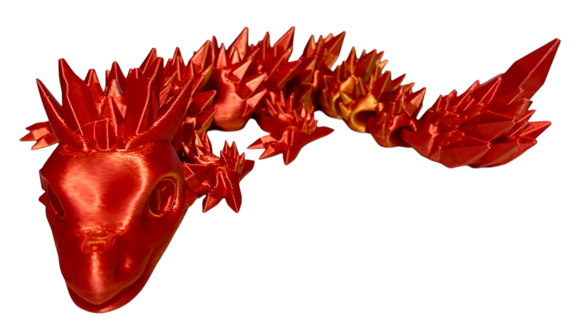 Articulated Baby Crystal Dragon - 8" - Red / Gold