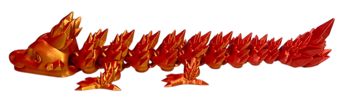 Articulated Baby Crystal Dragon - 8" - Red / Gold