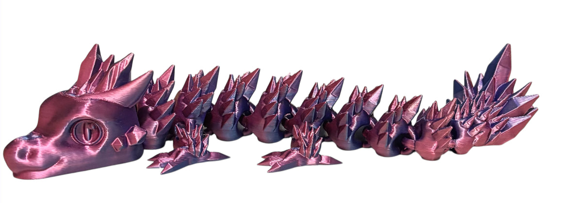 Articulated Baby Crystal Dragon - 8" - Red / Blue