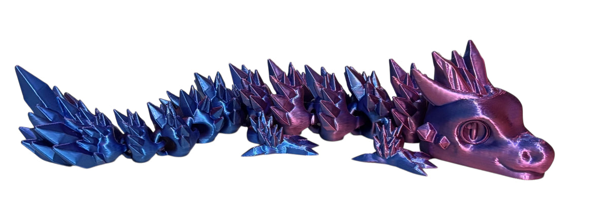 Articulated Baby Crystal Dragon - 8" - Red / Blue