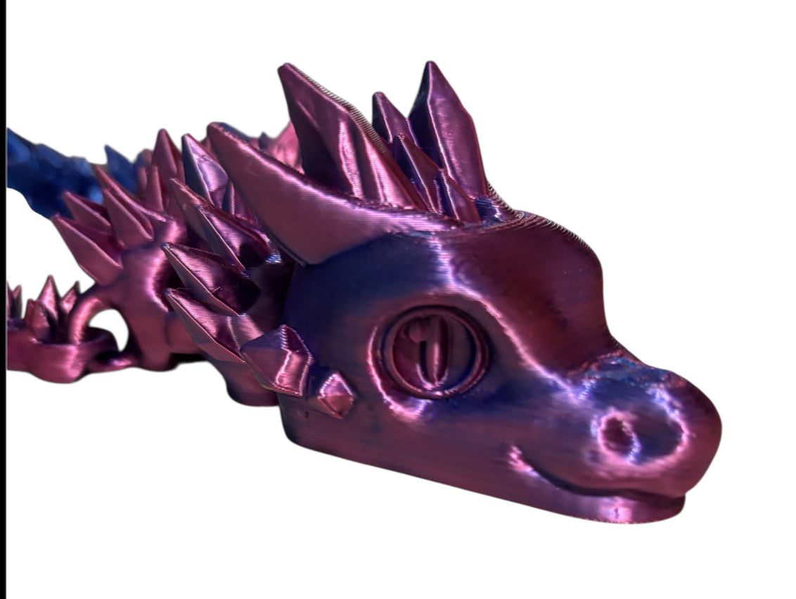 Articulated Baby Crystal Dragon - 8" - Red / Blue