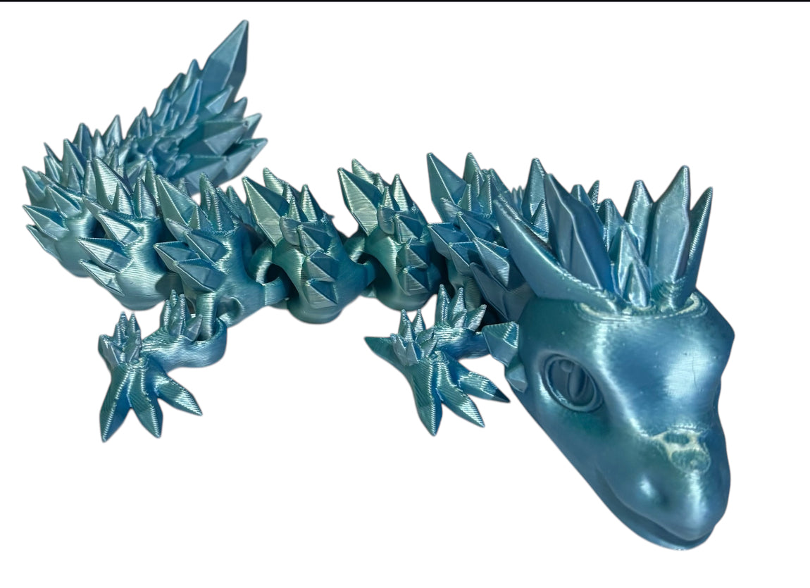 Articulated Baby Crystal Dragon - 8" - Blue / Green