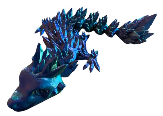 Articulated Baby Crystal Dragon - 8" - Blue/Green/Purple