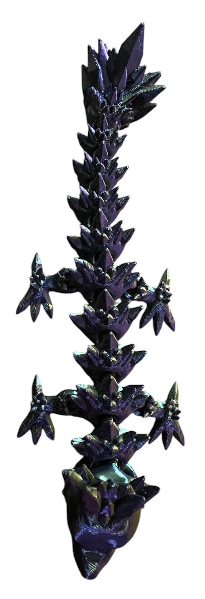 Articulated Baby Crystal Dragon - 8" - Black/Gold/Purple