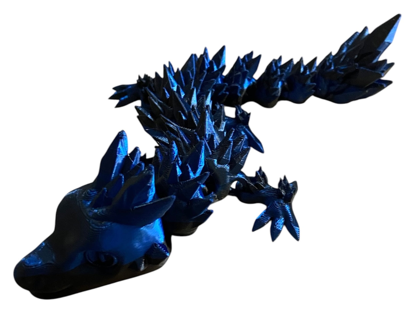 Articulated Baby Crystal Dragon - 8" - Blue / Black