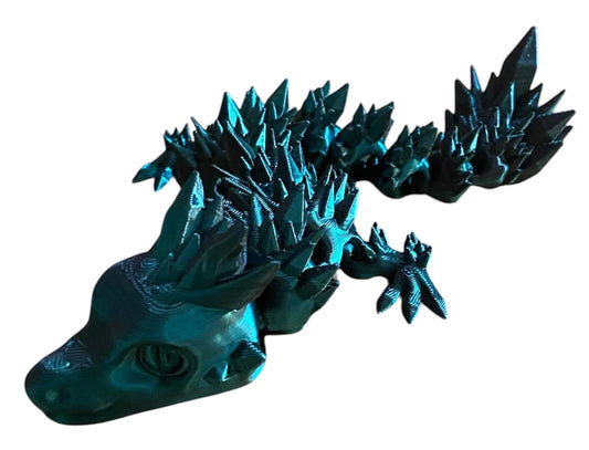 Articulated Baby Crystal Dragon - 8" - Green / Black