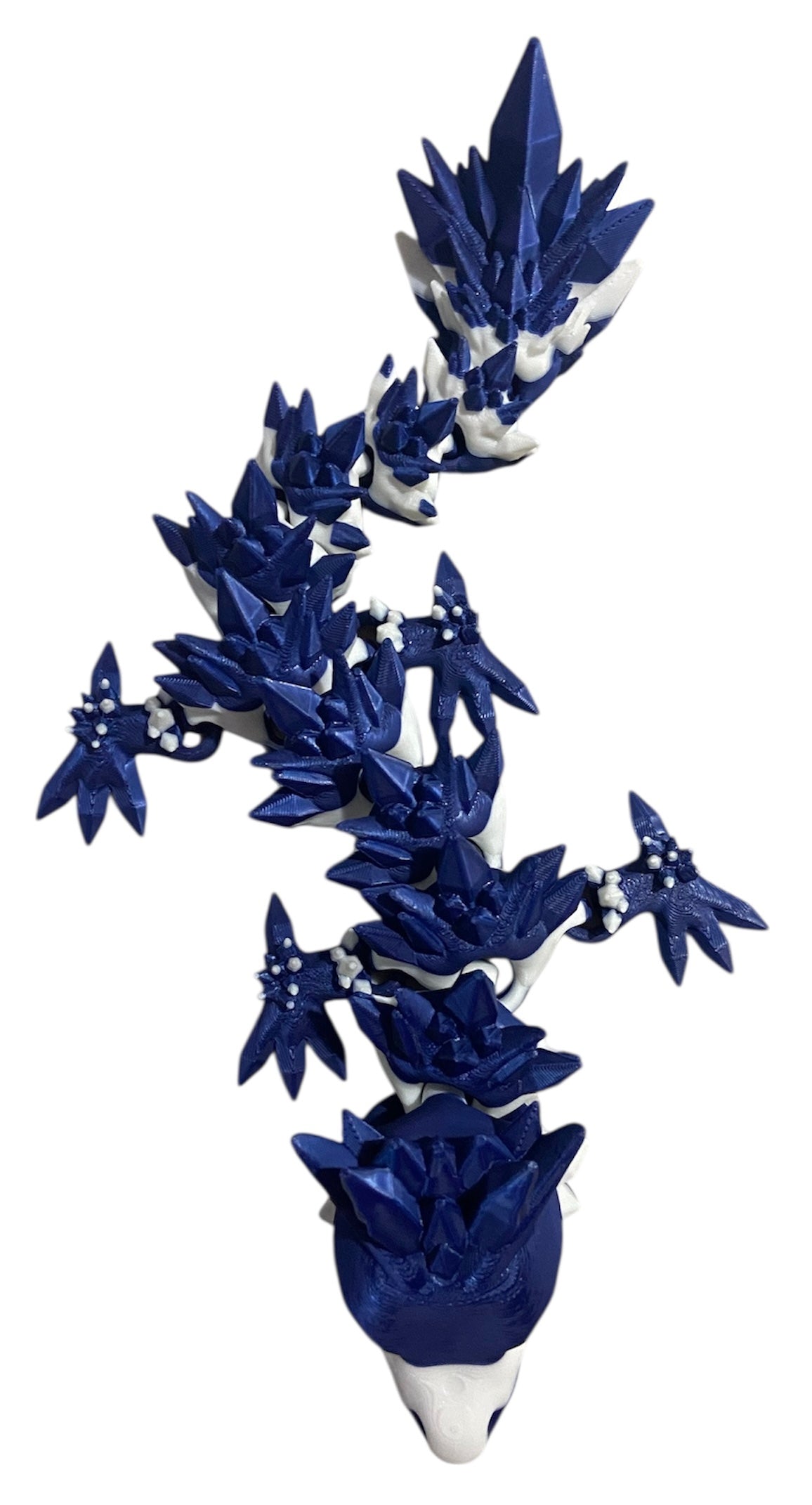 Articulated Baby Crystal Dragon - 11" - Navy / White