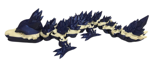 Articulated Baby Crystal Dragon - 11" - Navy / White