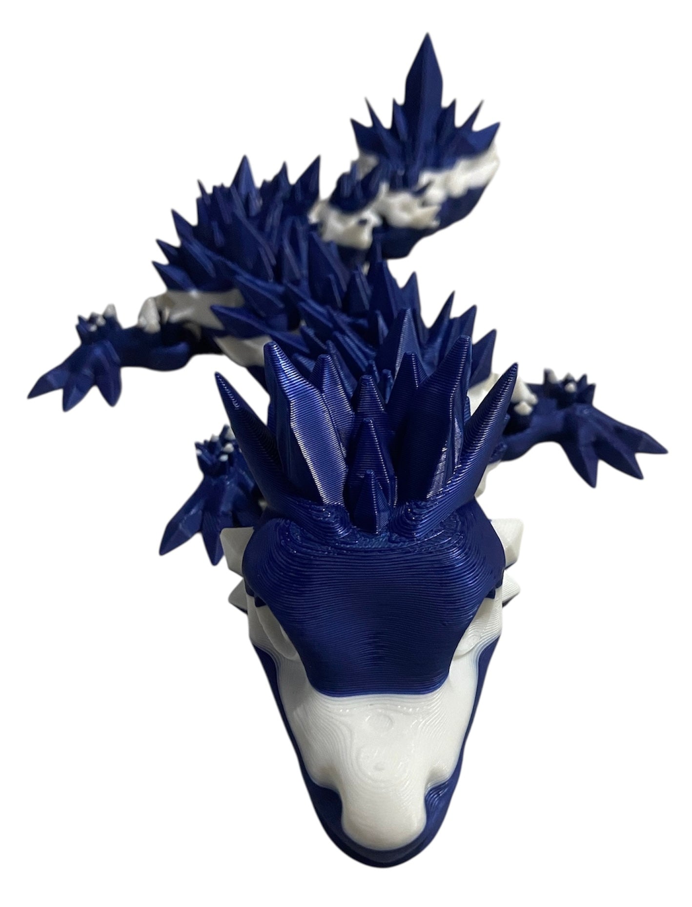 Articulated Baby Crystal Dragon - 11" - Navy / White