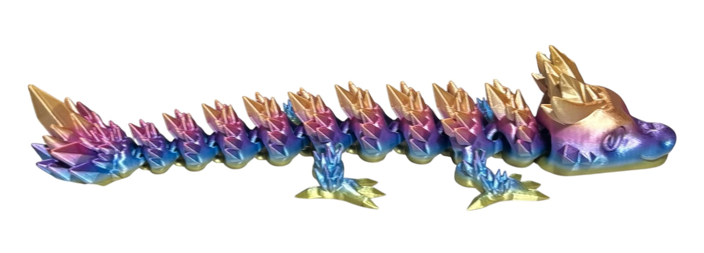 Articulated Baby Crystal Dragon - 11" - Iridescent Prism