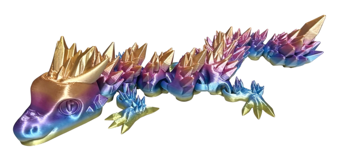 Articulated Baby Crystal Dragon - 11" - Iridescent Prism