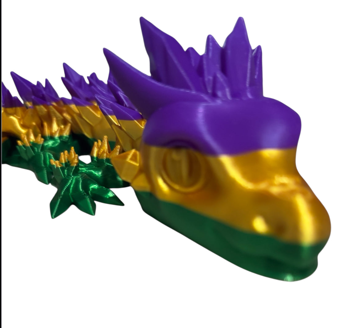 Articulated Baby Crystal Dragon - 11" - Purple / Green / Gold Silk