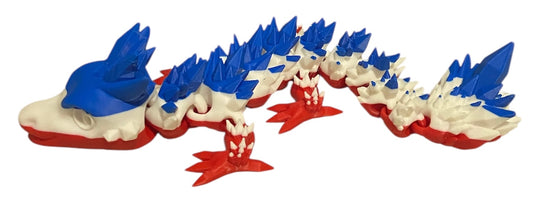 Articulated Baby Crystal Dragon - 11" - Red / White / Blue
