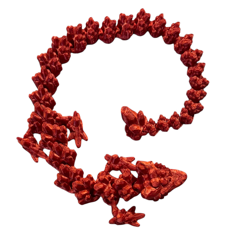 Articulated Baby Stone Dragon - 15" - Candy Red