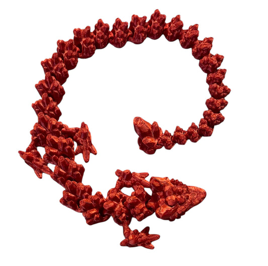 Articulated Baby Stone Dragon - 15" - Candy Red