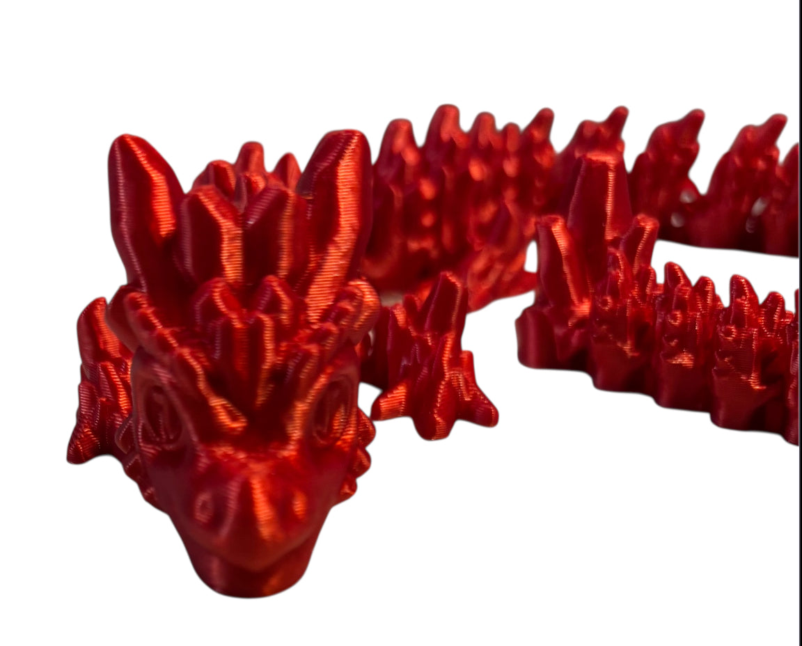 Articulated Baby Stone Dragon - 15" - Candy Red