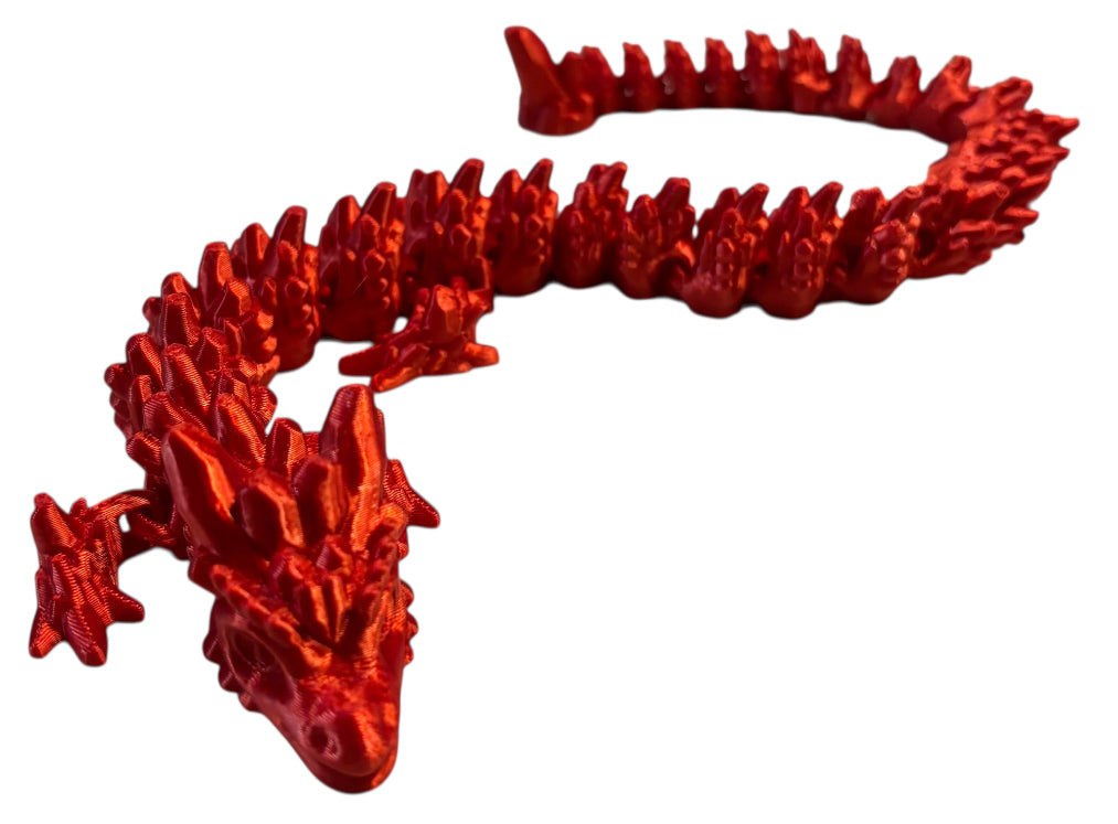 Articulated Baby Stone Dragon - 15" - Candy Red