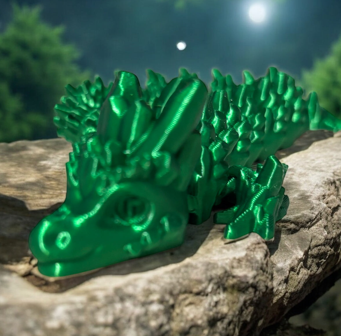 Articulated Baby Stone Dragon - 15" - Candy Green