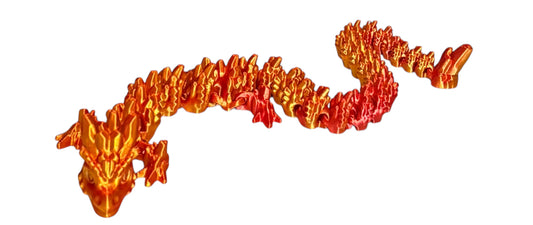 Articulated Baby Stone Dragon - 15" - Red / Gold