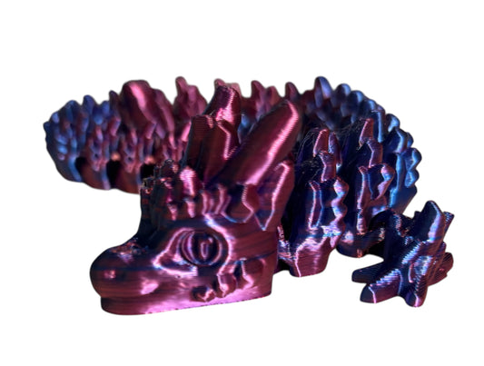 Articulated Baby Stone Dragon - 15" - Blue / Red