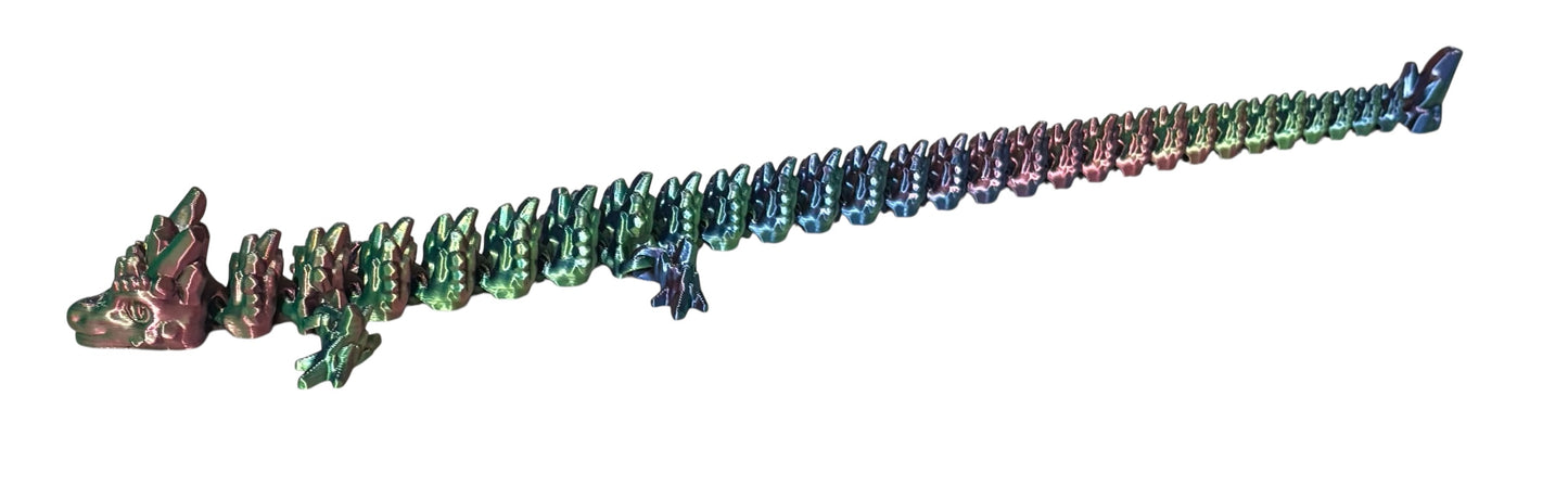Articulated Baby Stone Dragon - 15" - Blue/Green/Purple