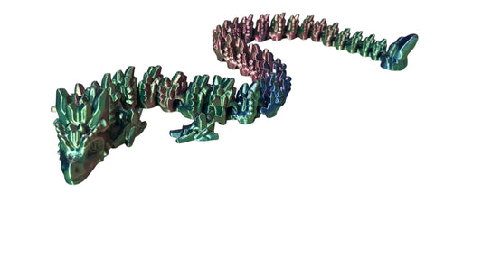 Articulated Baby Stone Dragon - 15" - Blue/Green/Purple