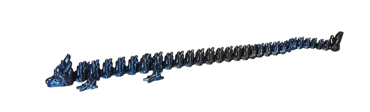Articulated Baby Stone Dragon - 15" - Blue/Black