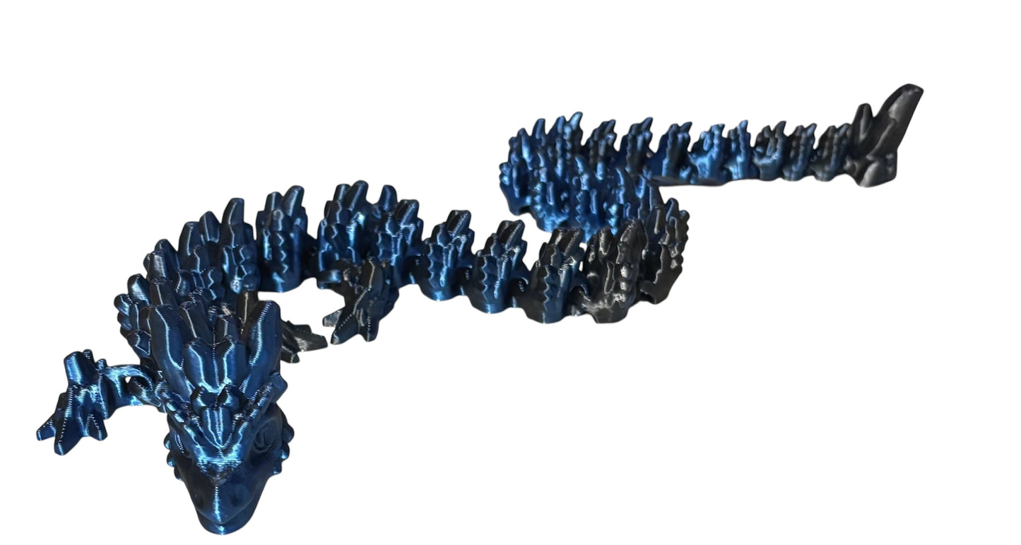 Articulated Baby Stone Dragon - 15" - Blue/Black