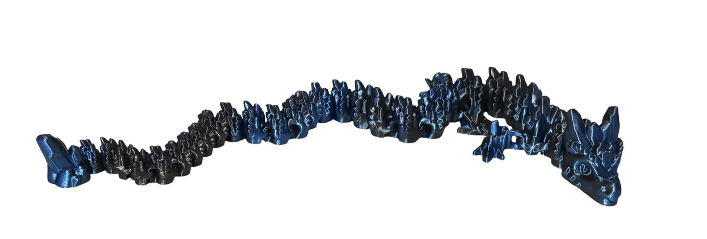 Articulated Baby Stone Dragon - 15" - Blue/Black