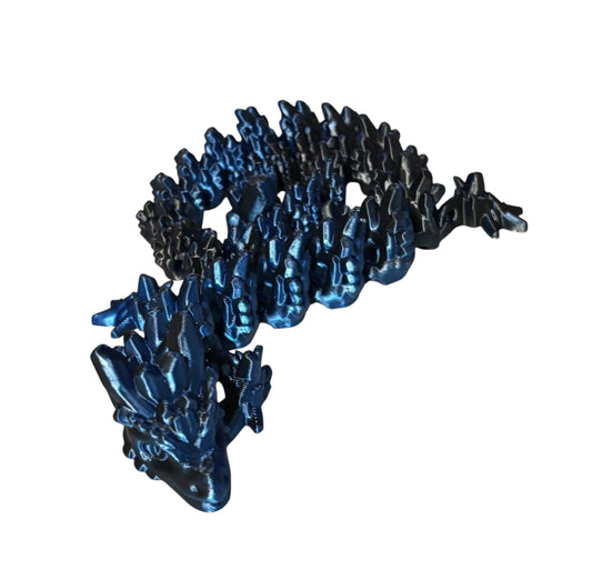 Articulated Baby Stone Dragon - 15" - Blue/Black