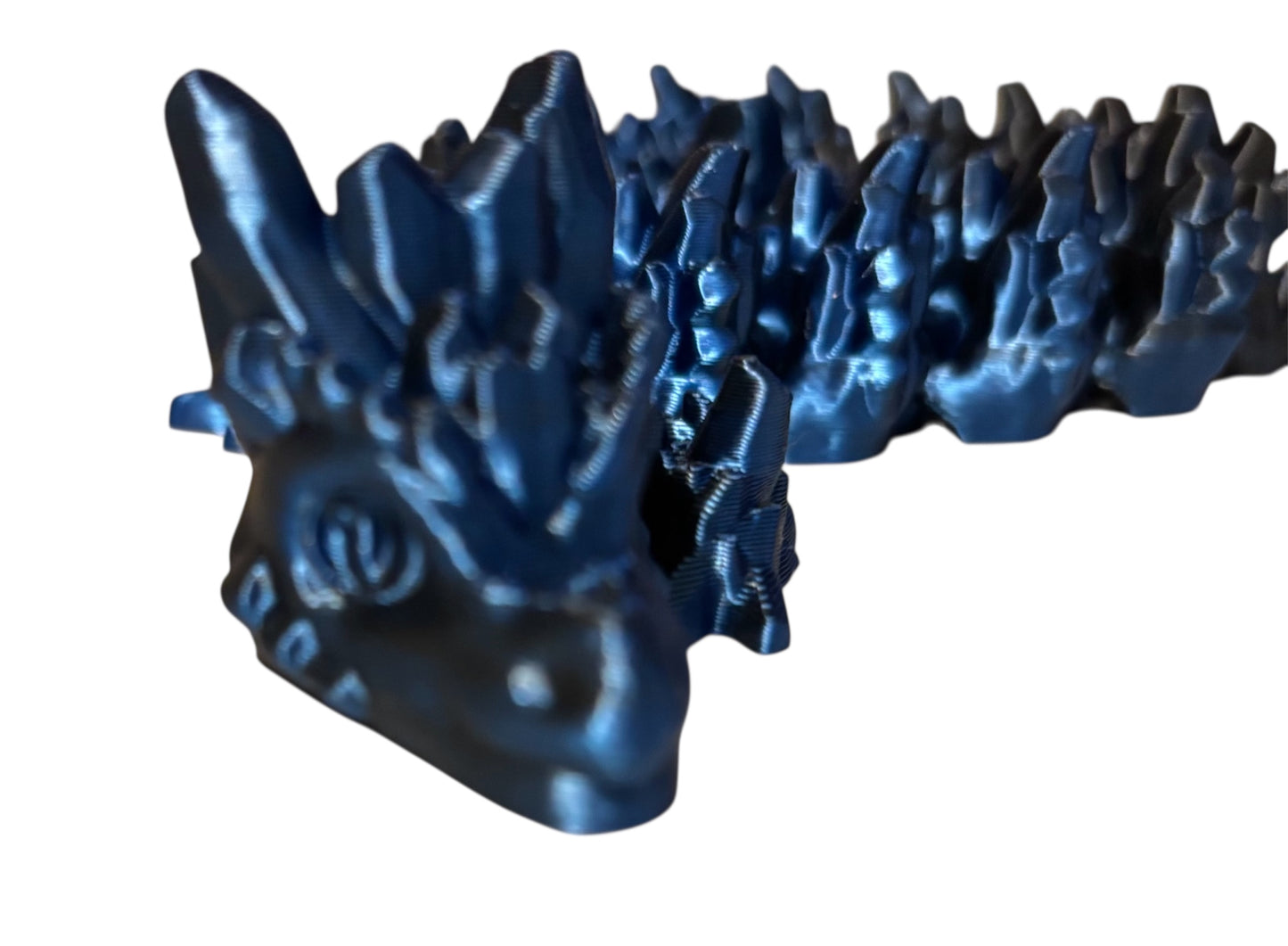 Articulated Baby Stone Dragon - 15" - Blue/Black