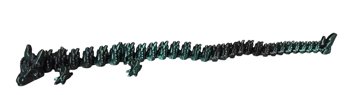 Articulated Baby Stone Dragon - 15" - Green/Black