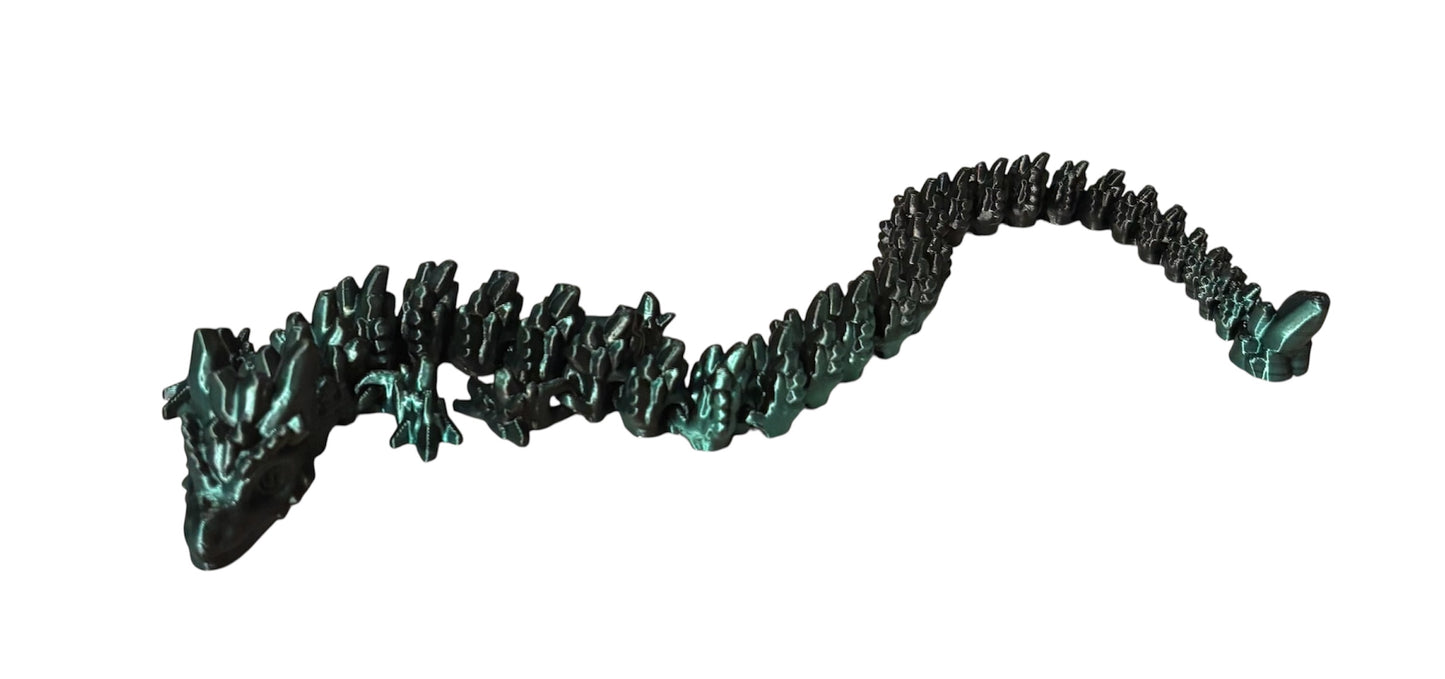 Articulated Baby Stone Dragon - 15" - Green/Black