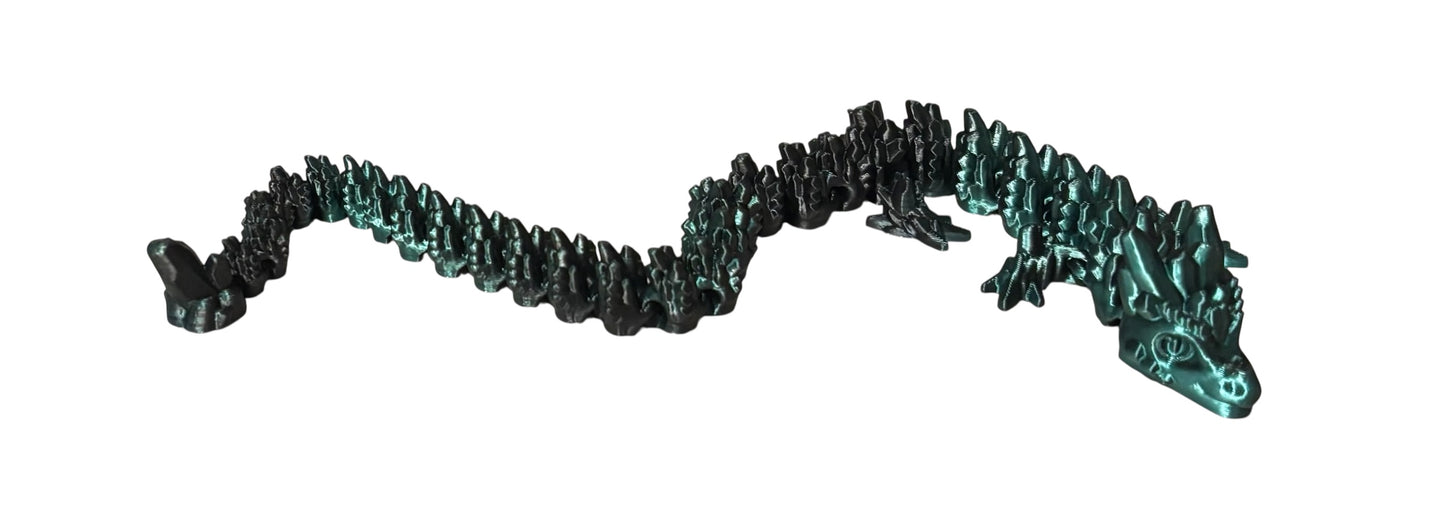 Articulated Baby Stone Dragon - 15" - Green/Black