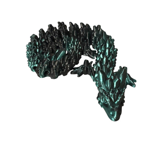 Articulated Baby Stone Dragon - 15" - Green/Black