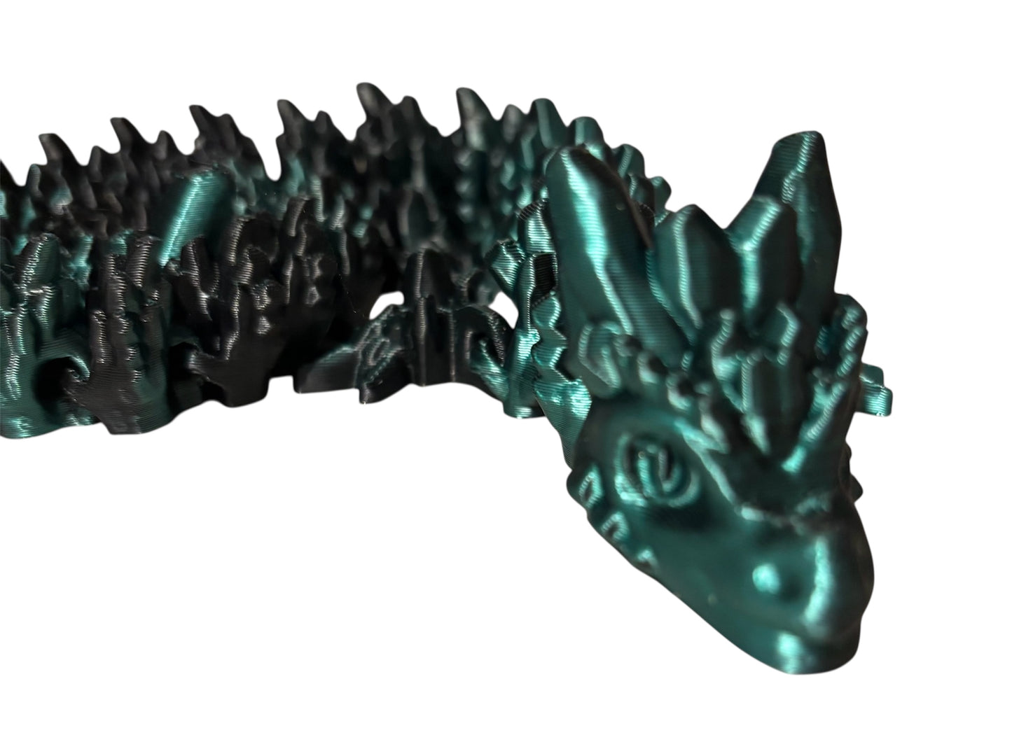 Articulated Baby Stone Dragon - 15" - Green/Black