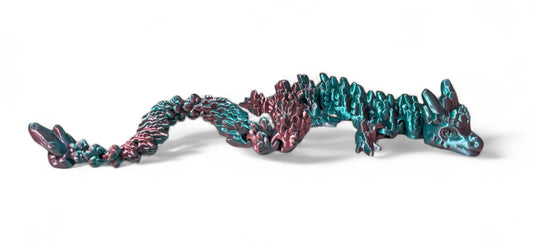 Articulated Baby Stone Dragon - 15" - Blue, Green, Coral