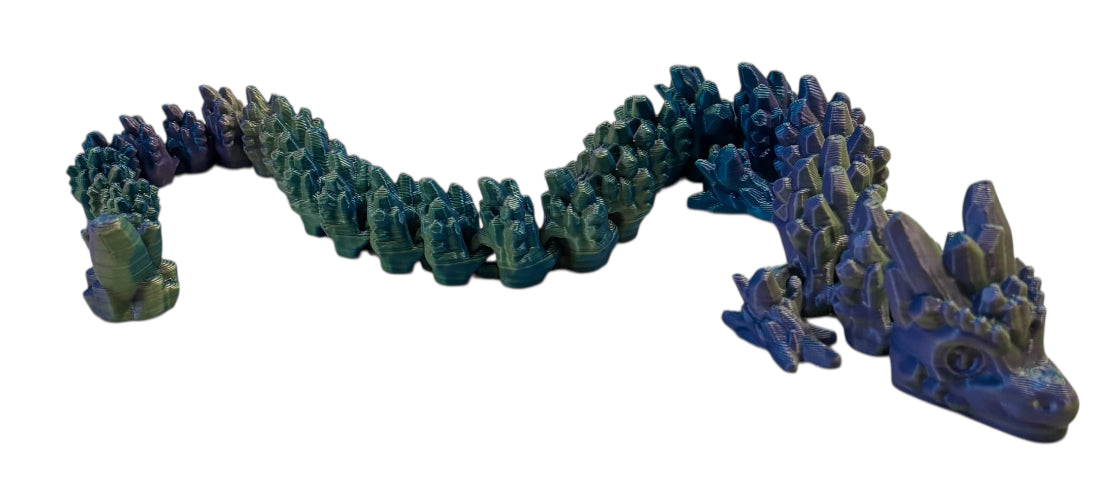 Articulated Baby Stone Dragon - 15" - Psycedelic Silk